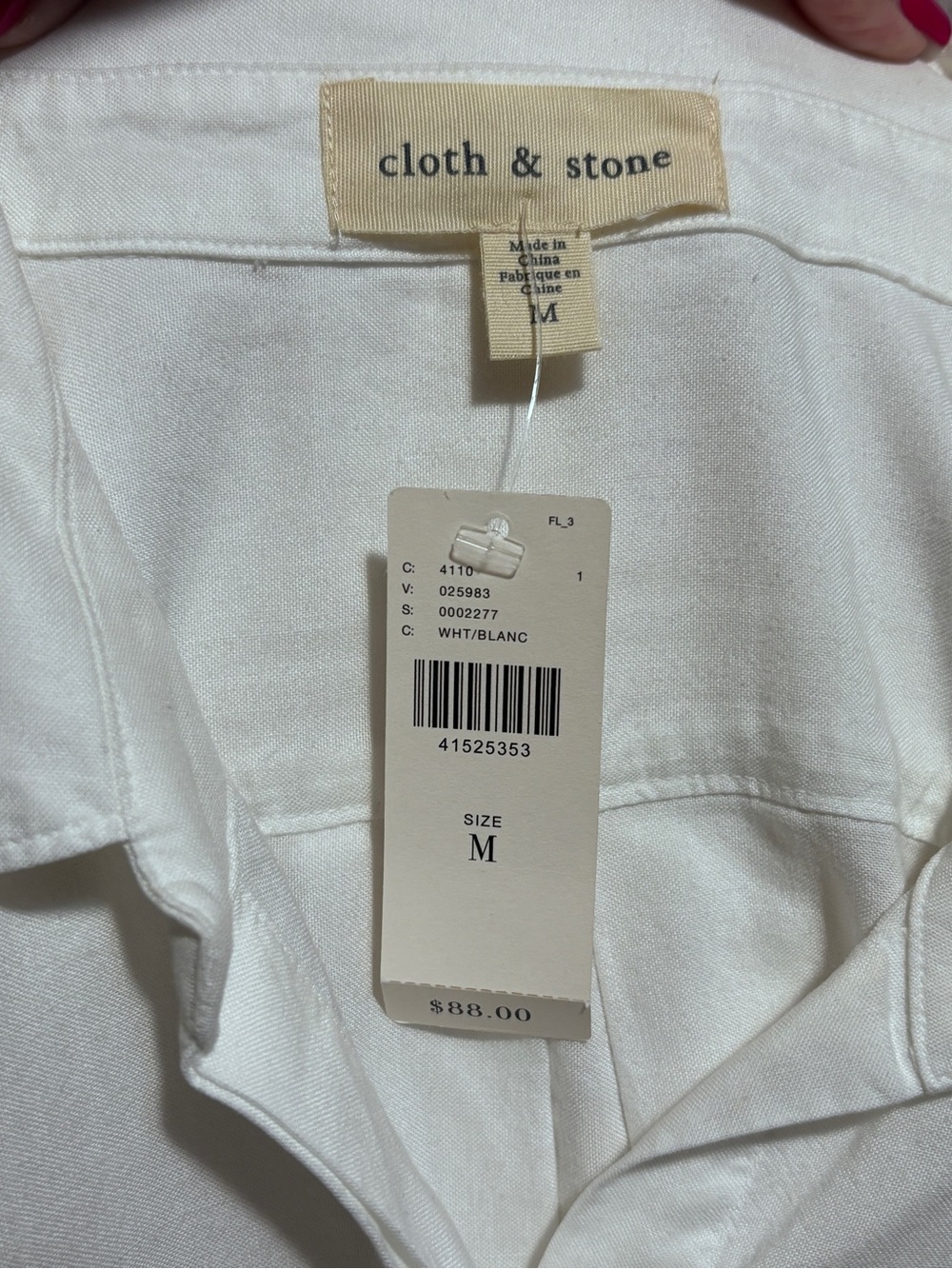 Anthropologie Cloth and Stone Classic Button-down Shirt in White Medium NWT - Picture 7 of 8